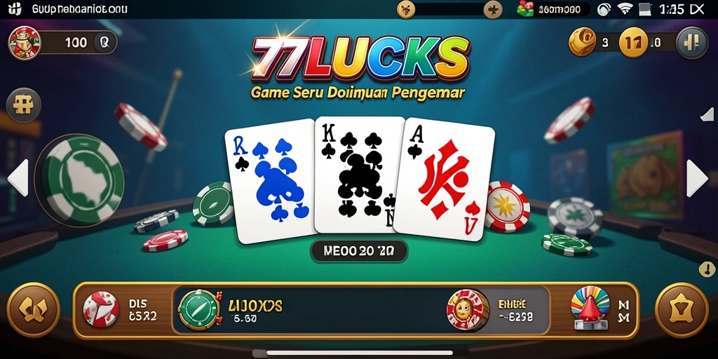 Tampilan seru gameplay Domino di 77LUCKS.