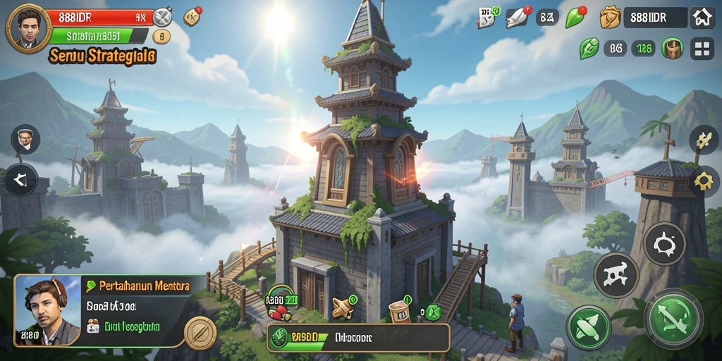 Tampilan gameplay 888IDR yang memikat dalam pertahanan menara.