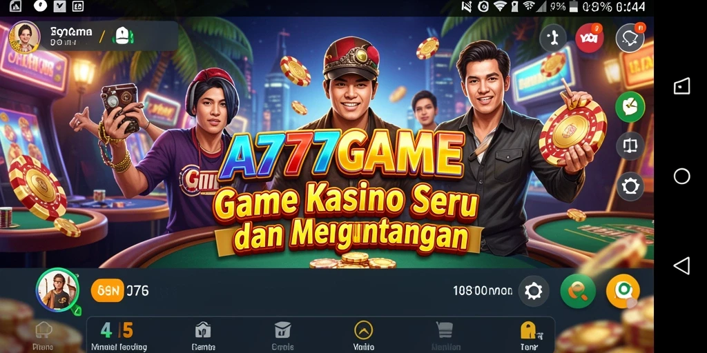 Screenshot A777GAME menampilkan gameplay Kasino yang mendebarkan dan penuh warna.