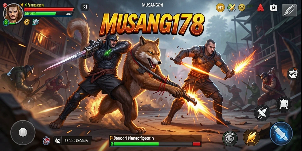 Tampilan gameplay MUSANG178 dengan pertarungan yang spektakuler.