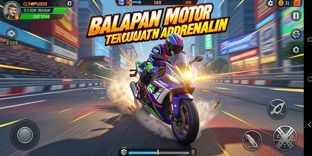 Tampilan gameplay OLYMPUS88 menampilkan adrenalin balapan motor yang mendebarkan.